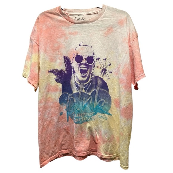 No Brand Tops - Pink Summer Carnival 2023 Tie Dye Pink Graphic Tee Size XL